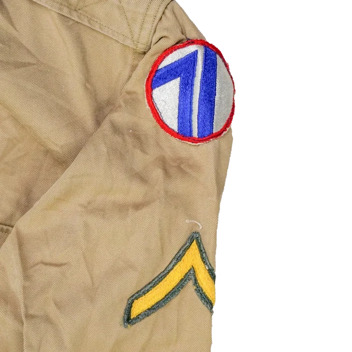 US Army 71st Infantry Division 1950s Khaki Long Sleeve Shirt - Small - US Army Surplus - Field Shirts