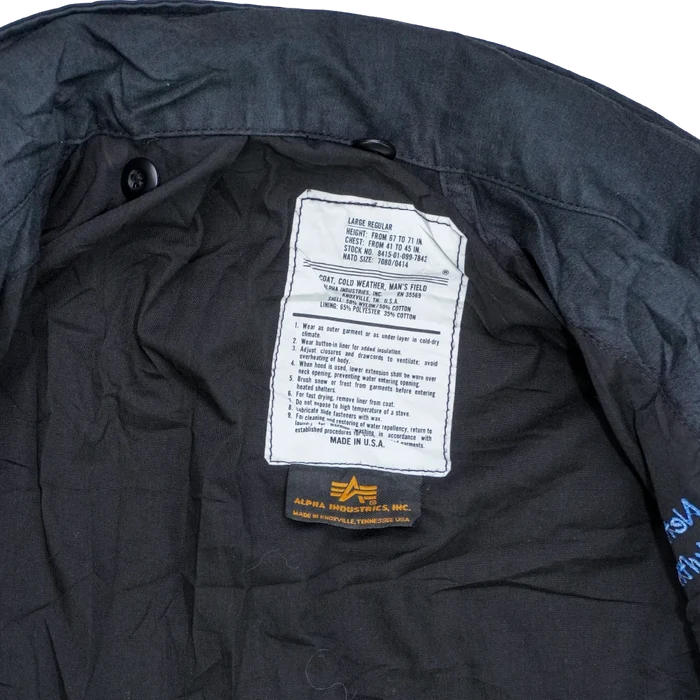 US Made Alpha Industries Black M65 Field Jacket - Large Regular - Army & Outdoors - Field Jackets