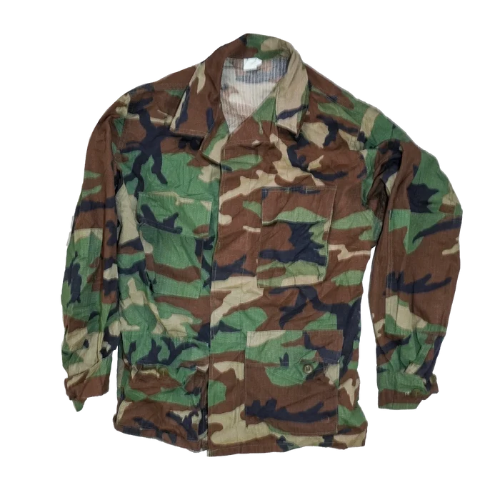 US Made Lion Apparel Woodland Ripstop BDU Shirt with 'Bulldogs' Logo - Medium - Army & Outdoors - Field Shirts