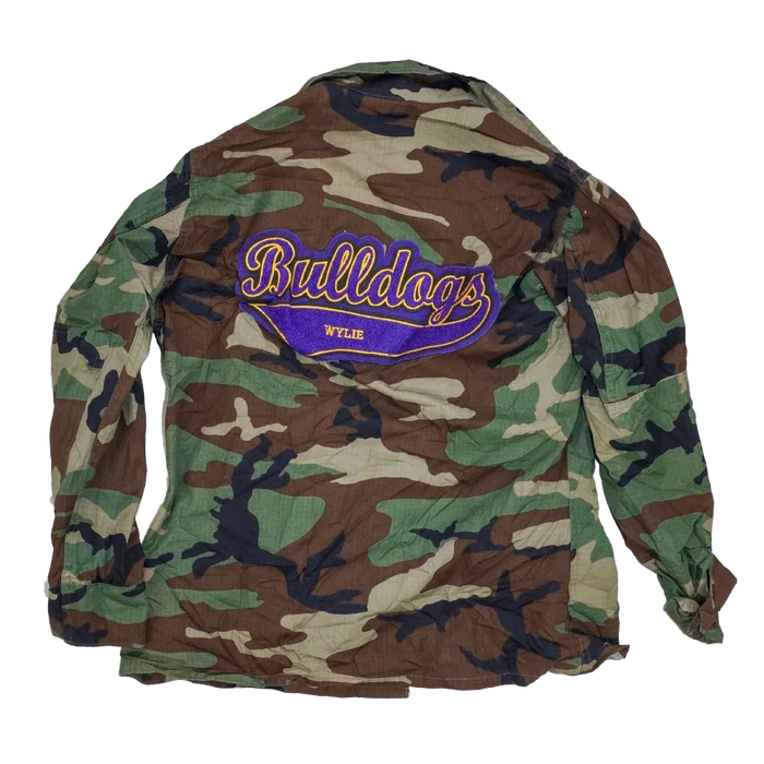 US Made Lion Apparel Woodland Ripstop BDU Shirt with 'Bulldogs' Logo - Medium - Army & Outdoors - Field Shirts