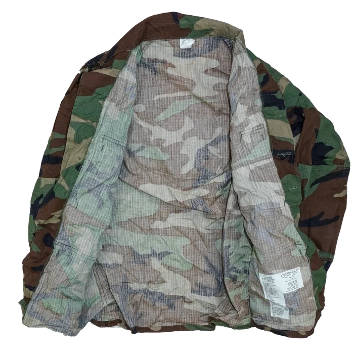 US Made Lion Apparel Woodland Ripstop BDU Shirt with 'Bulldogs' Logo - Medium - Army & Outdoors - Field Shirts