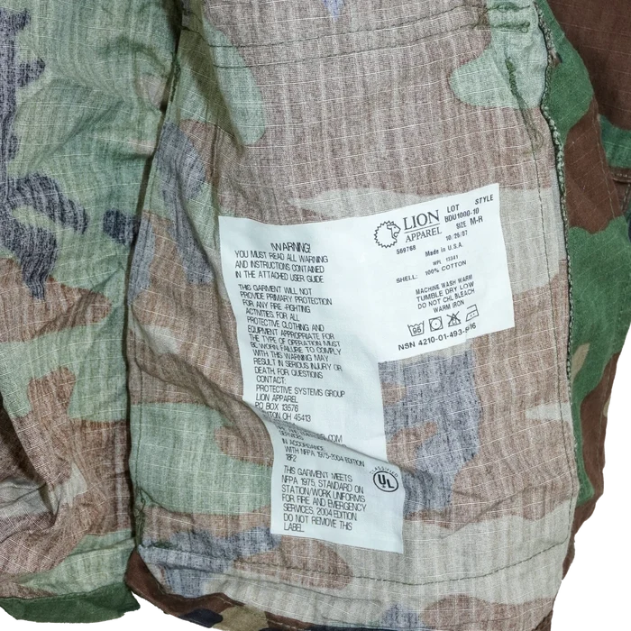 US Made Lion Apparel Woodland Ripstop BDU Shirt with 'Bulldogs' Logo - Medium - Army & Outdoors - Field Shirts