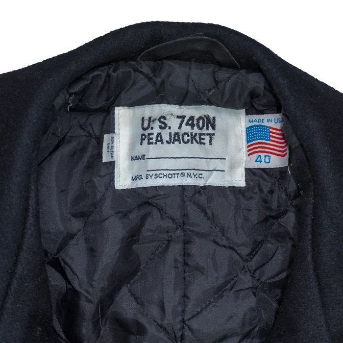 US Made Schott 740N Grey Pea Jacket - 40, Medium - Army & Outdoors - Great Coats