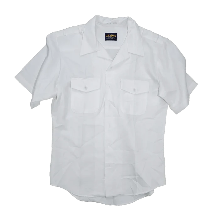 US Navy White Short Sleeve Service Shirt - Medium - US Navy Surplus - Service Shirts
