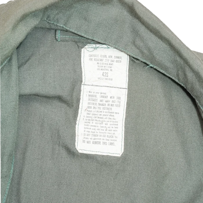 USGI CWU-27/P Olive Flyers Coveralls - 42S, Large - US Air Force Surplus - Overalls