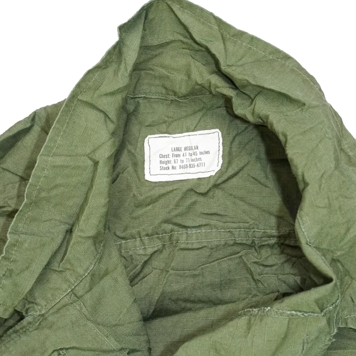 USGI Olive Ripstop Jungle Fatigue Shirt - Large Regular - US Army Surplus - Field Shirts