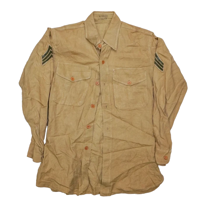 USMC 1950s Khaki Long Sleeve Shirt - Small - USMC Surplus - Service Shirts