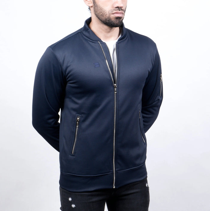 Varsity Jacket - Dual Zipper Navy - Fleece
