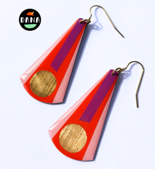 Vera Earrings Deep Orange, Light Pink, Purple and Gold
