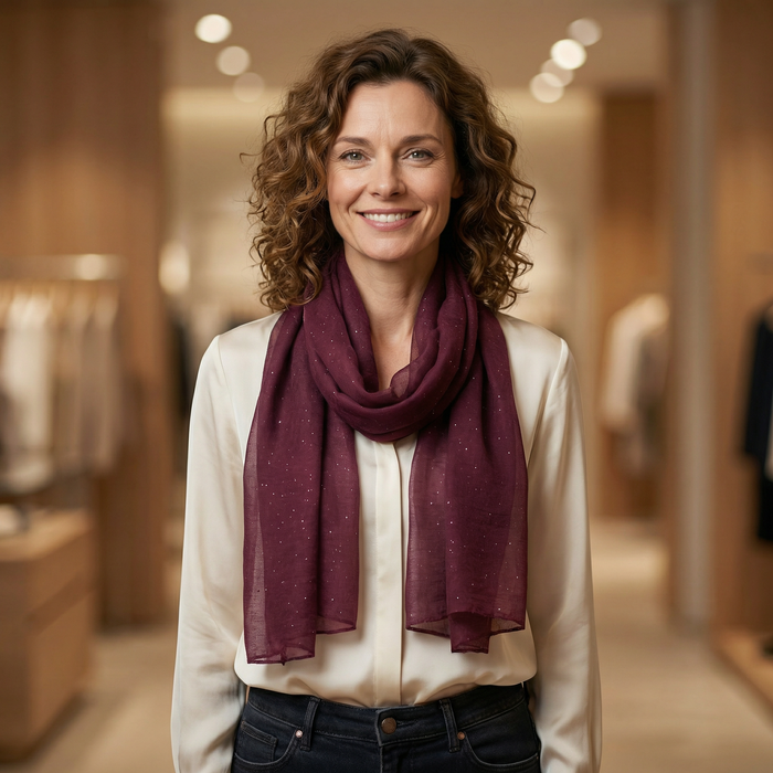 Viano Sparkle Scarf Dark Red