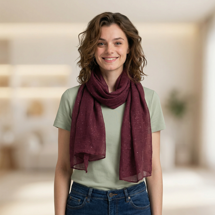 Viano Sparkle Scarf Dark Red