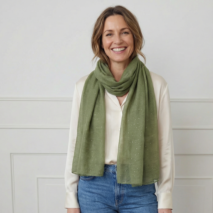 Viano Sparkle Scarf Khaki Green