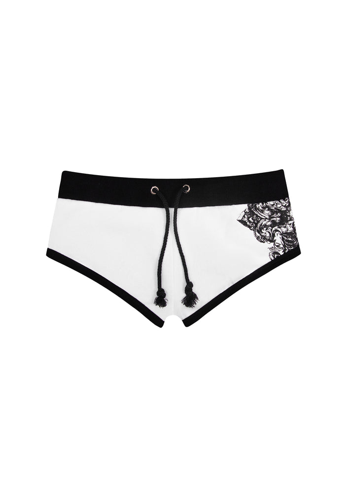 VICE RHINESTONE MICRO RACER SHORTS WHITE