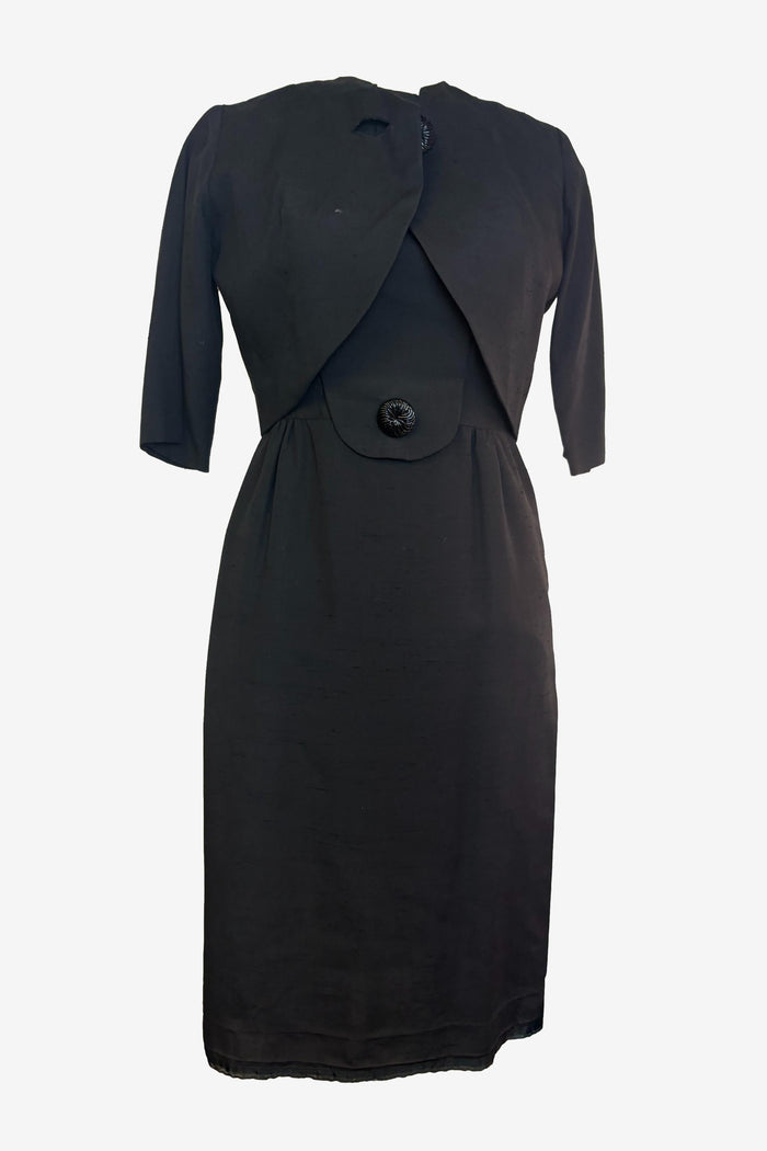 Vintage Black Tea Dress With Jacket