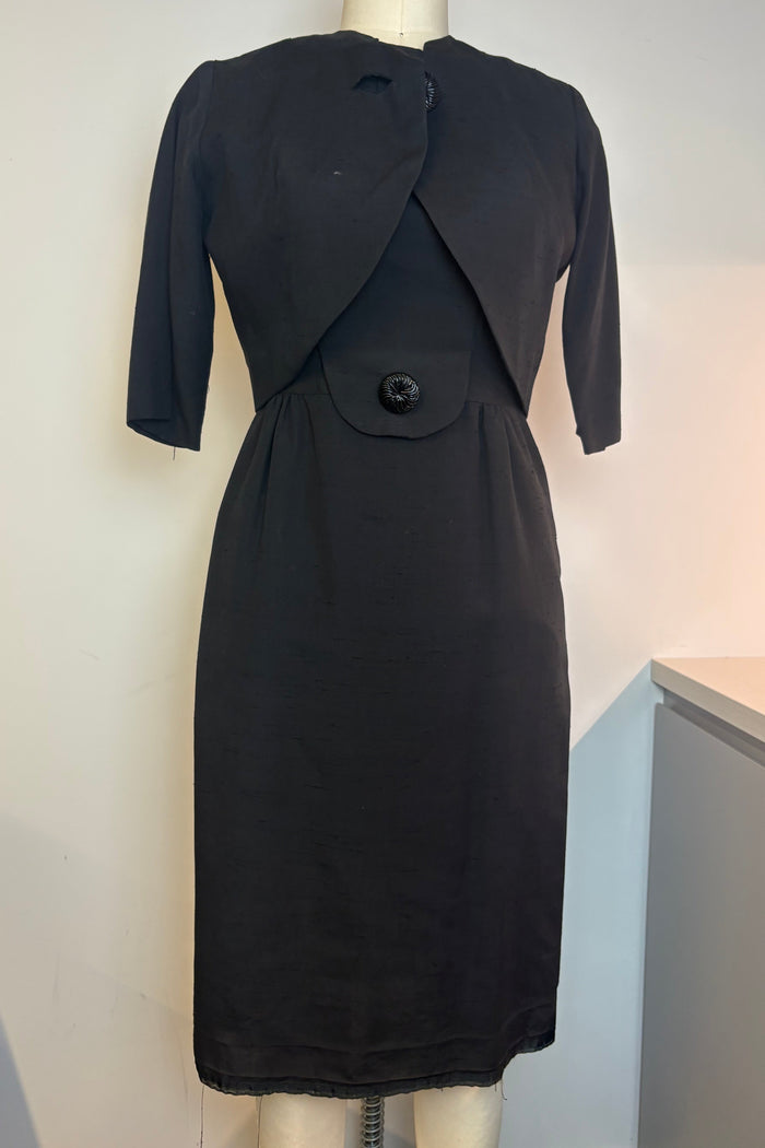 Vintage Black Tea Dress With Jacket