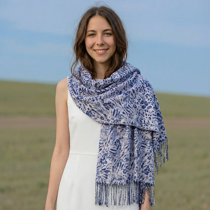 Walk On The Wild Side Pashmina Style Scarf - Latte (70x180cm) - Exclusive Design