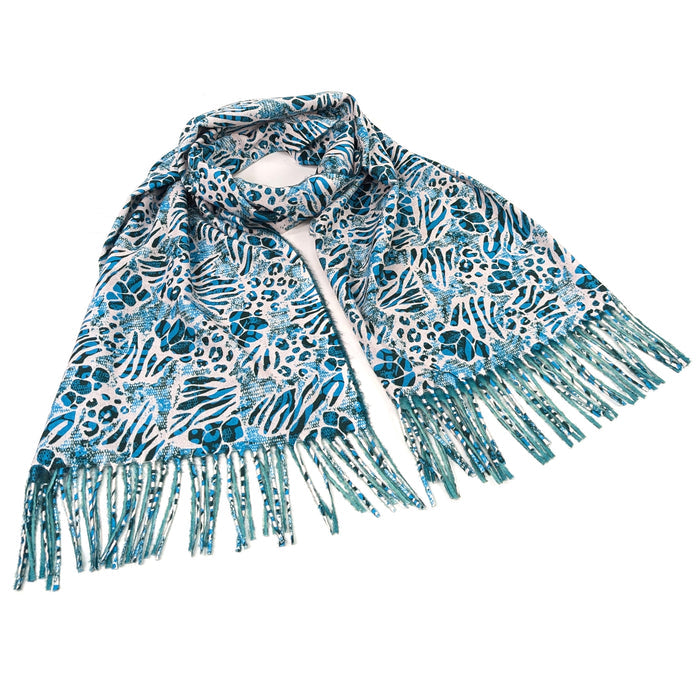 Walk On The Wild Side Pashmina Style Scarf - Teal (70x180cm) - Exclusive Design
