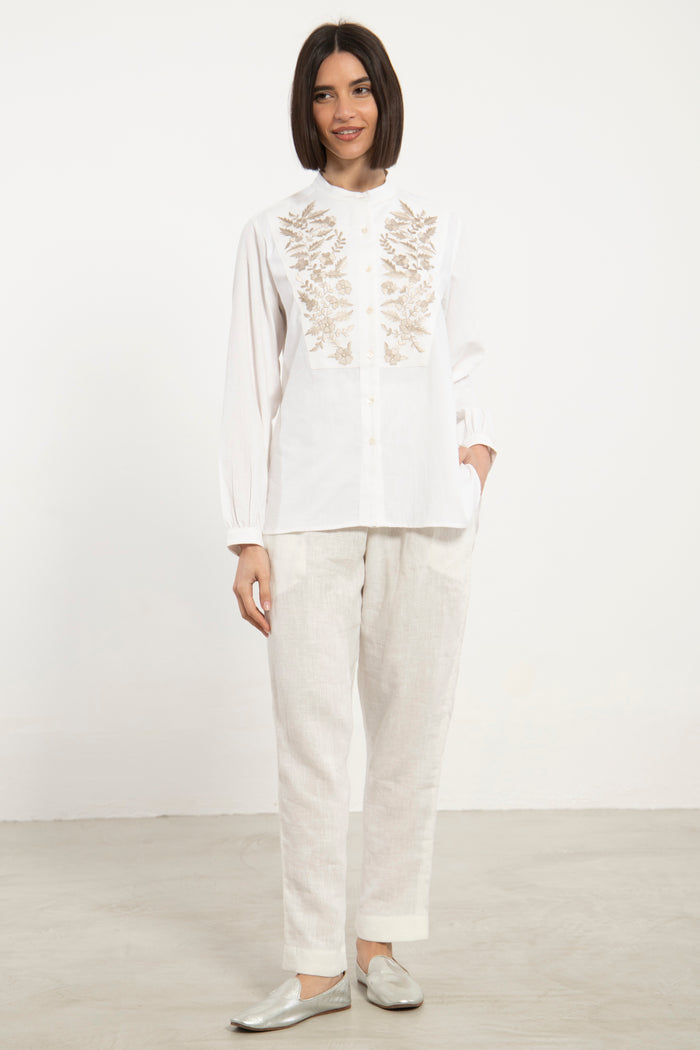 Wared Cotton Embroidered Blouse