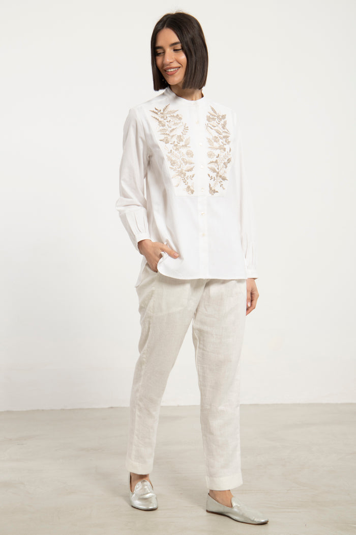 Wared Cotton Embroidered Blouse
