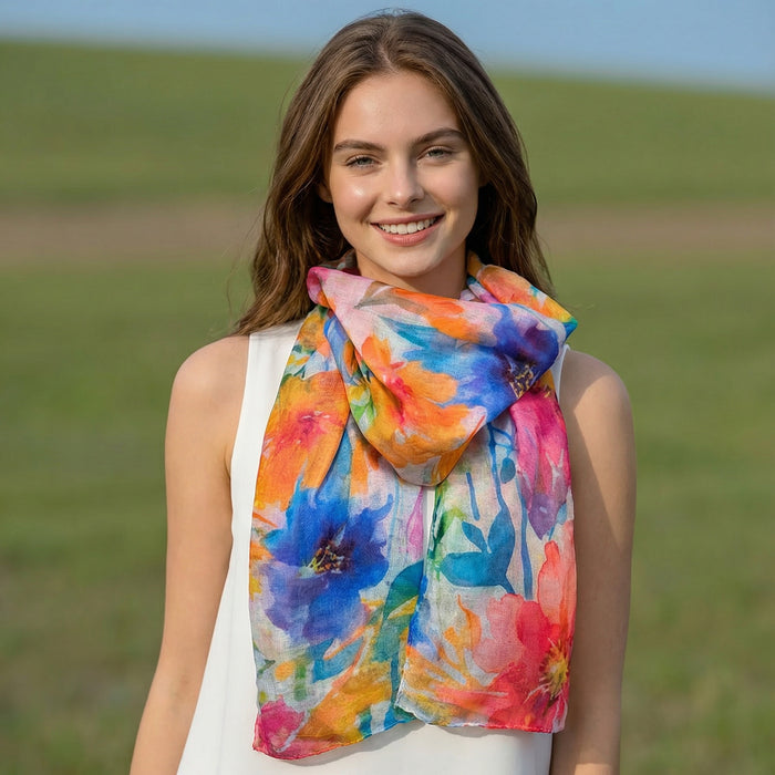 Watercolour Brights Scarf (50x180cm) - Exclusive Design