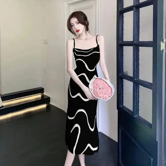 Knitted Wave Pattern Dress fashionnsio