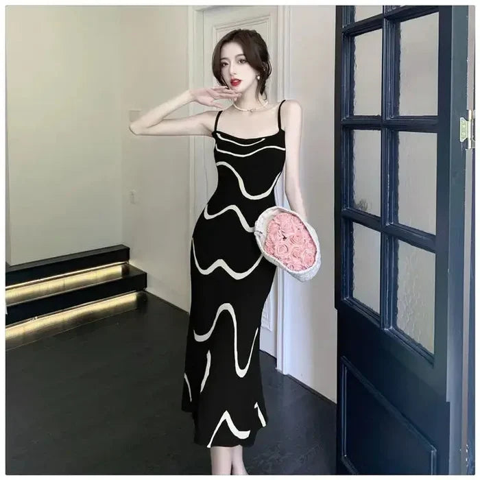 Knitted Wave Pattern Dress fashionnsio