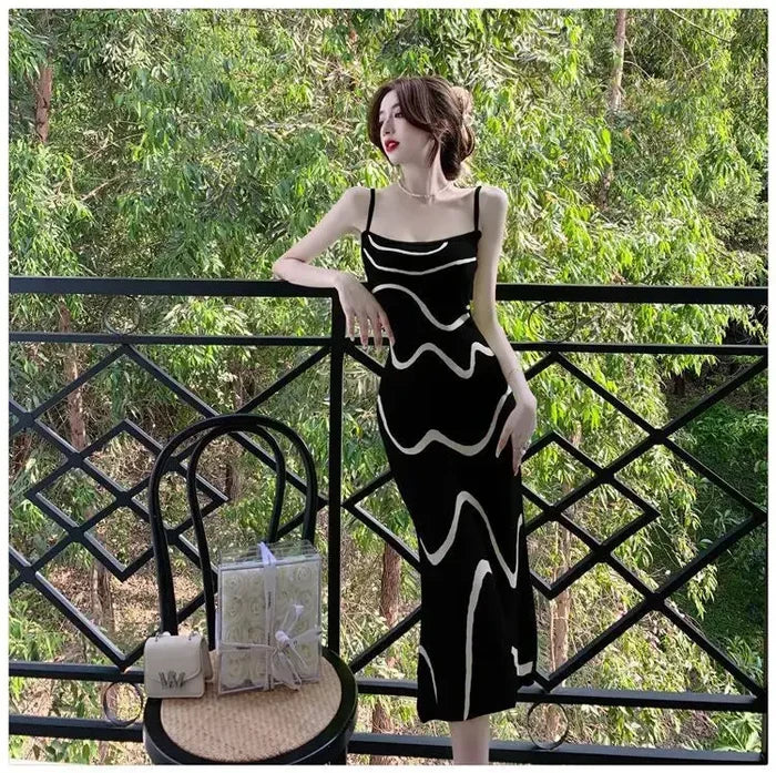 Knitted Wave Pattern Dress fashionnsio