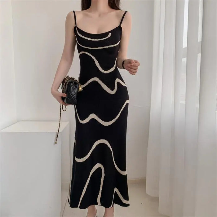 Knitted Wave Pattern Dress fashionnsio