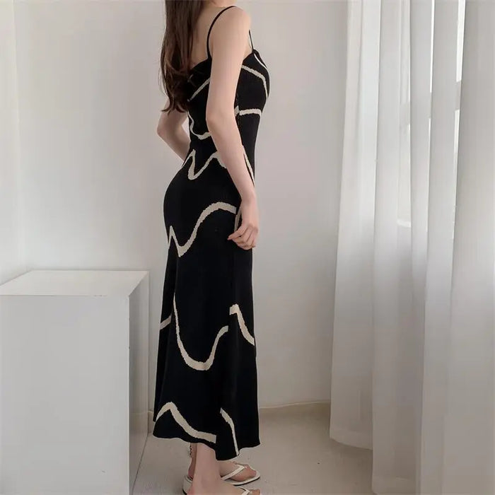Knitted Wave Pattern Dress fashionnsio