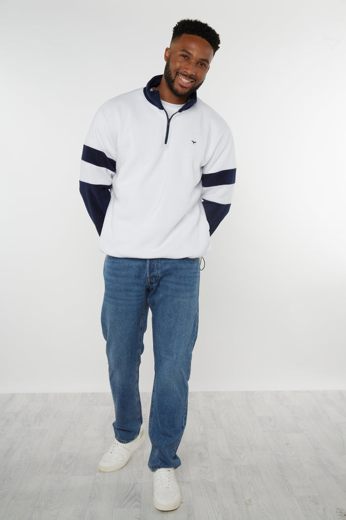 Weybourne Unisex Fleece Quarter Zip - White - Whale Of A Time Clothing