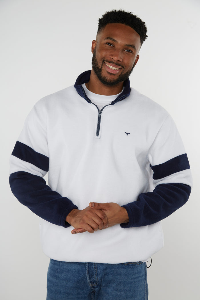 Weybourne Unisex Fleece Quarter Zip - White - Whale Of A Time Clothing