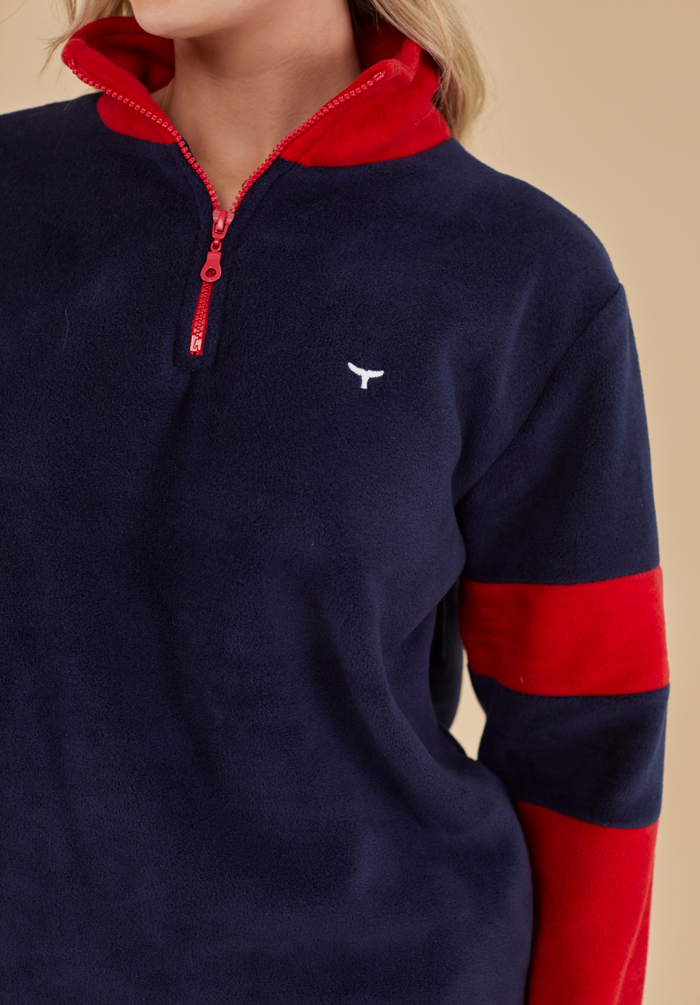 Weybourne Women's Fleece Quarter Zip - Navy - Whale Of A Time Clothing