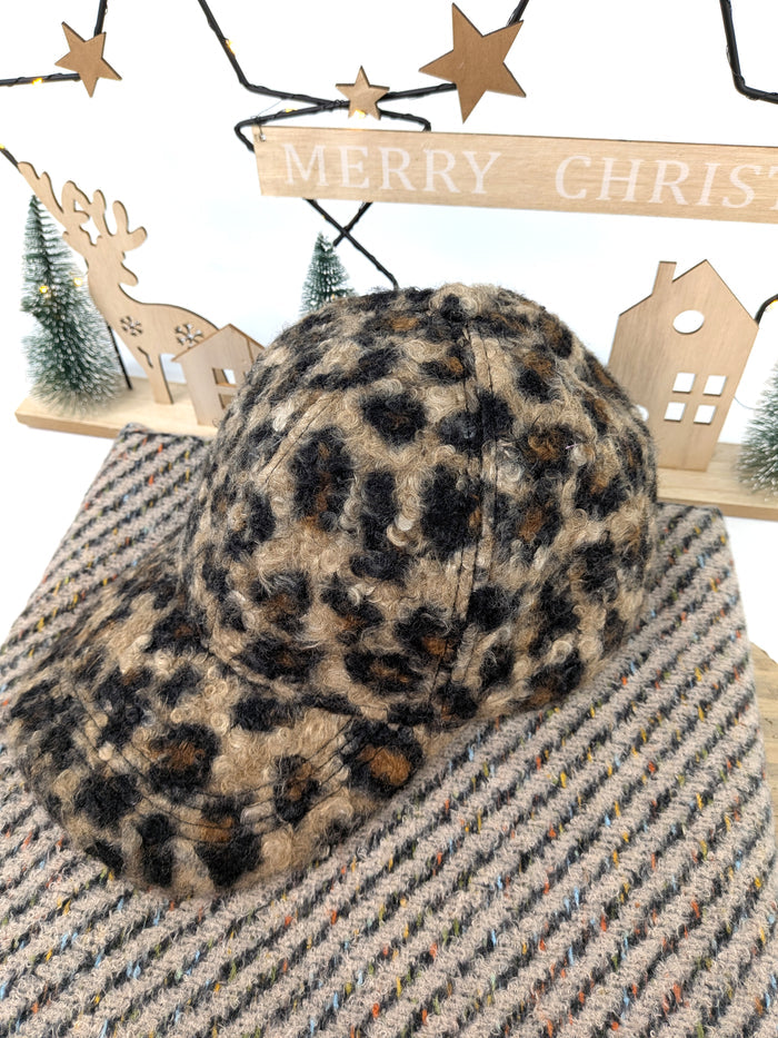 Wild Warmth Gift Set – Animal Print Cap & Chunky Tasselled Scarf