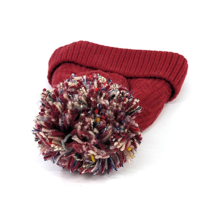 Winter Warmth Gift Set – Red Bobble Hat & Animal Print Scarf