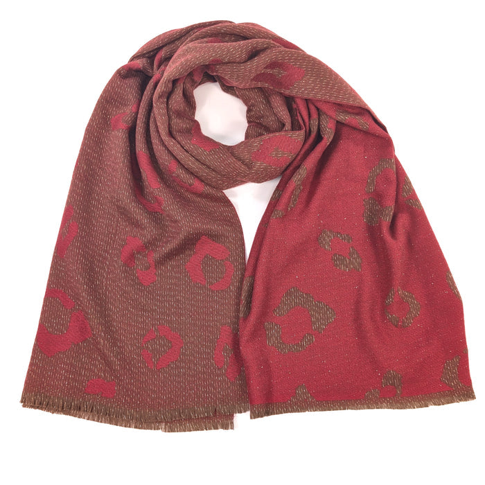 Winter Warmth Gift Set – Red Bobble Hat & Animal Print Scarf