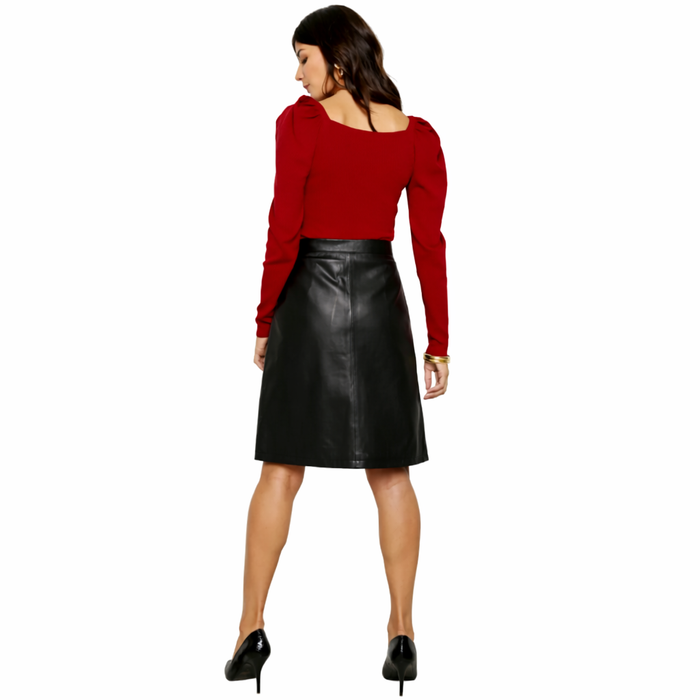 Women’s Black Leather A-Line Skirt