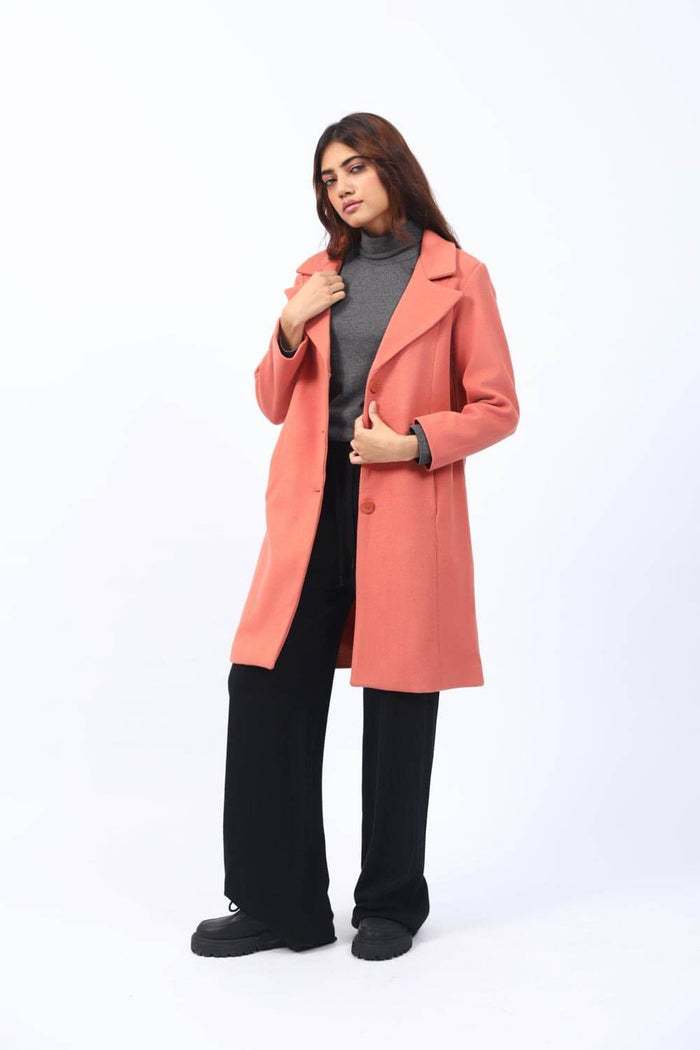 Womens Long Coat - Light Coral - Dubai Offers Today