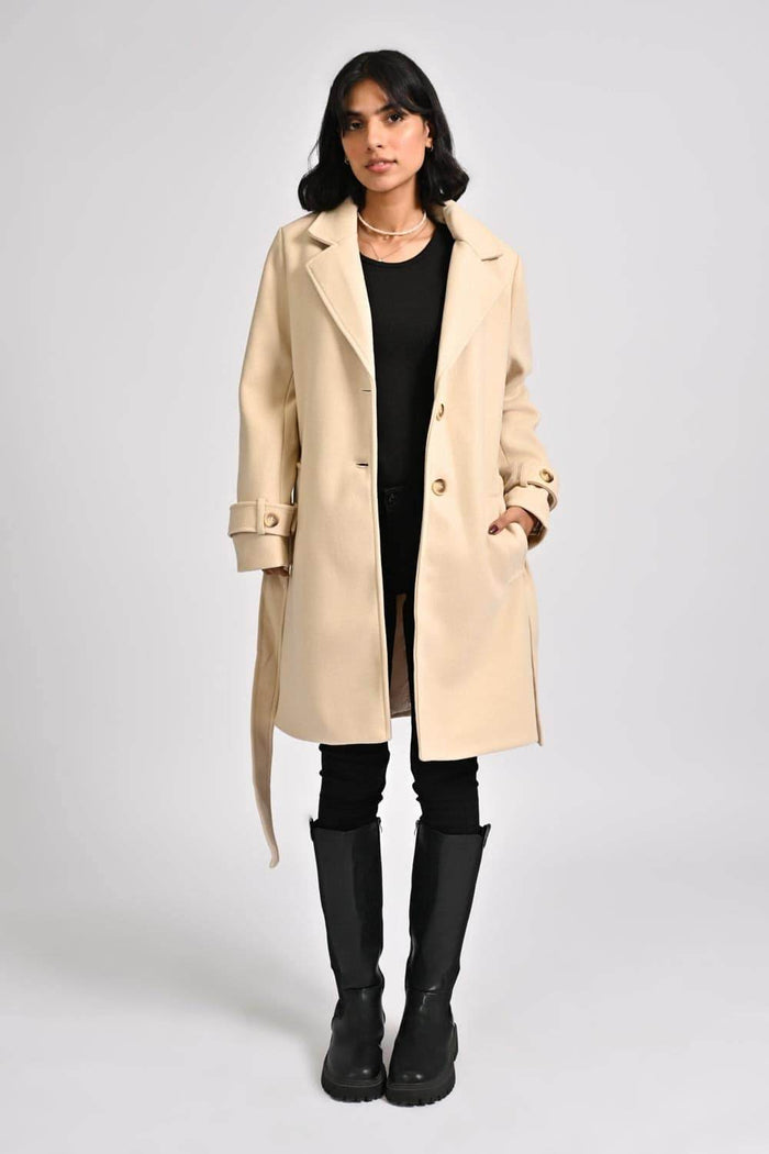 Womens Long Coat - Light Yellow - Dubai Offers Today