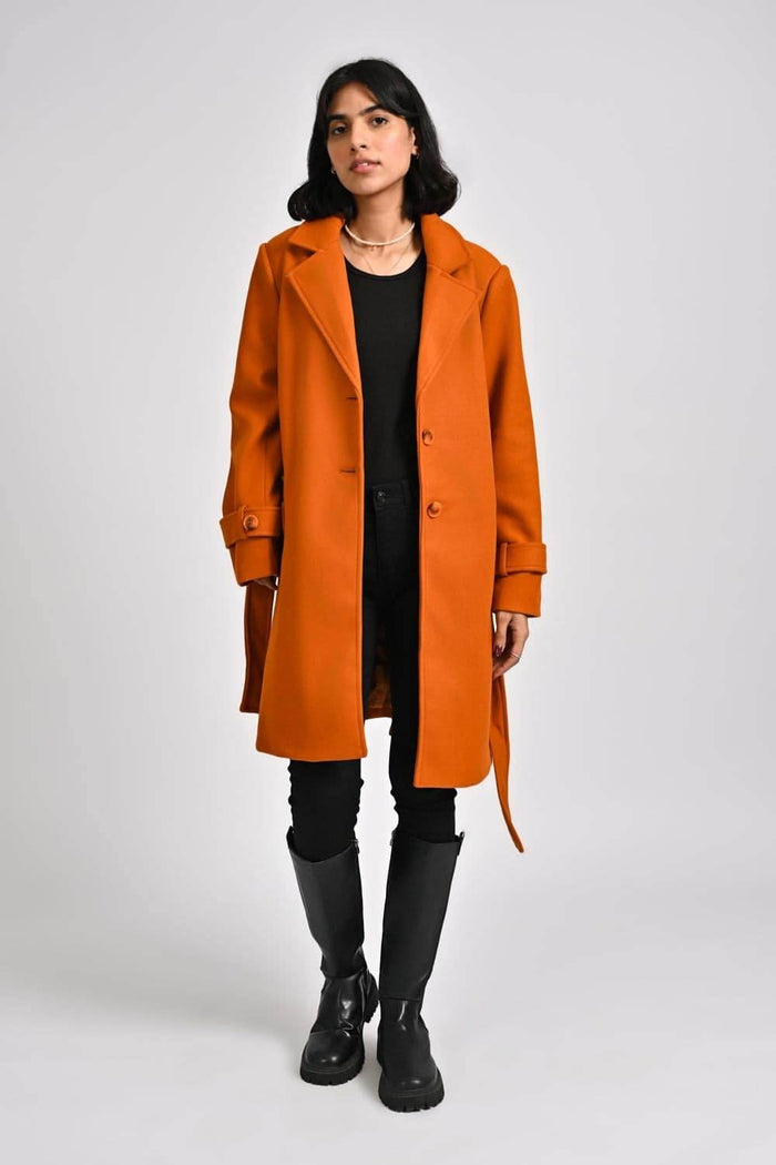 Womens Long Coat - Orange - Dubai Offers Today