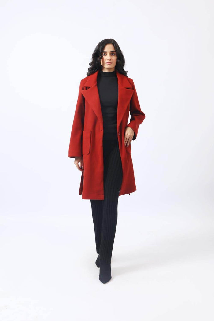 Womens Long Coat - Red - Dubai Offers Today