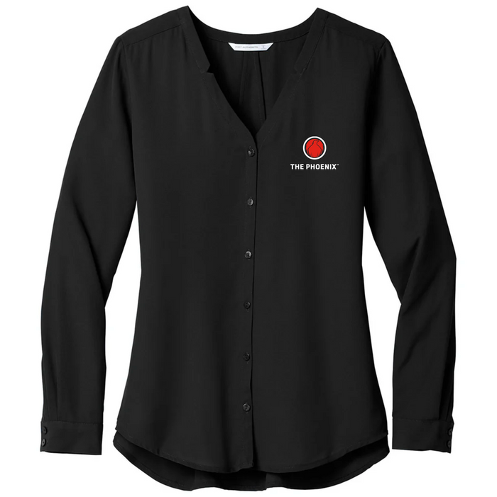 Women's Long Sleeve Button-Front Blouse