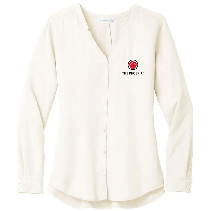 Women's Long Sleeve Button-Front Blouse