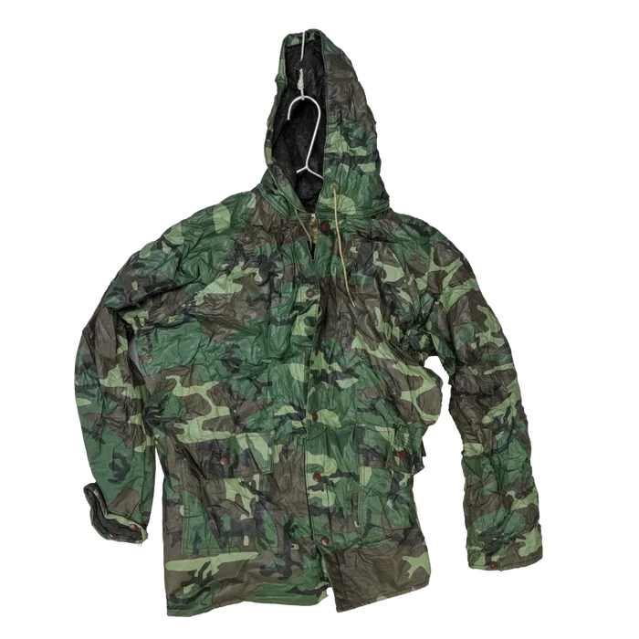 Woodfield Woodland Camo Vinyl Rain Jacket - Large - Army & Outdoors - Rain Jackets