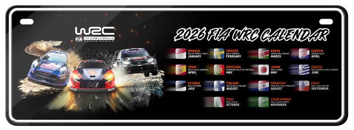 WRC 2026 Calendar Number Plate