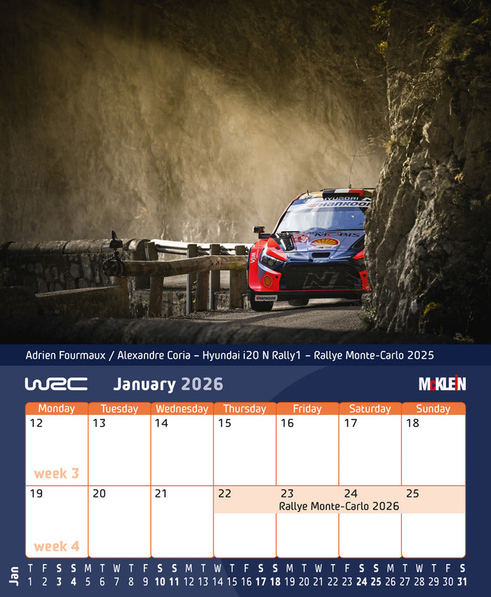 WRC 2026 Desktop Rally Calendar - History meets the Present
