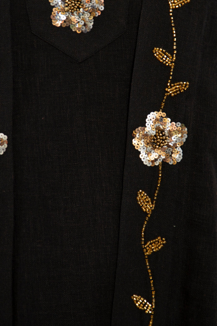 Yafa Linen Embroidered Black Set