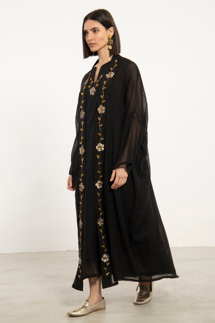 Yafa Linen Embroidered Black Set