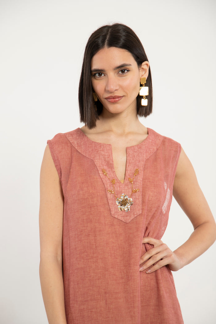 Yafa Linen Embroidered Blush Set