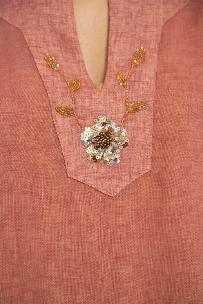 Yafa Linen Embroidered Blush Set