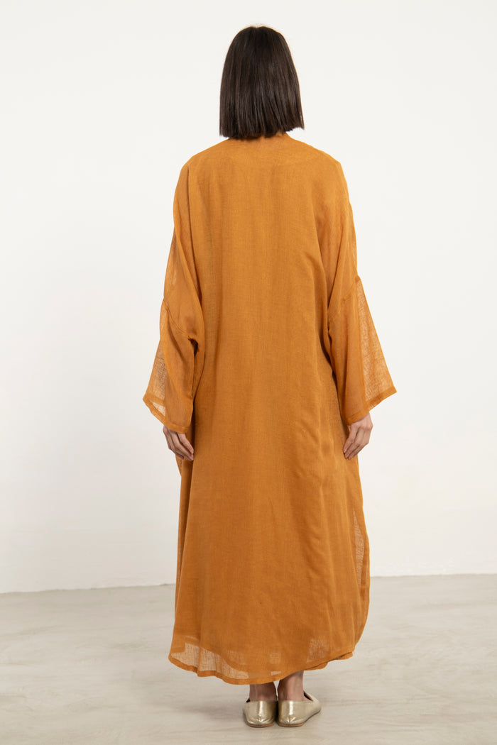 Yafa Linen Embroidered Yellow Set